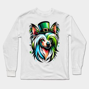 Chinese Crested Celebrates Saint Patrick's Day Long Sleeve T-Shirt